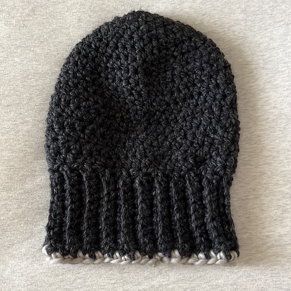 Hand Crafted Dark Heather Grey Balaclava w/ Light Grey Trim - Picture 4 of 5